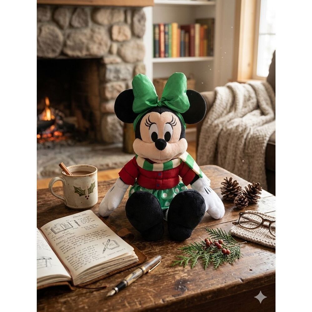 Disney Store Christmas Holiday Minnie Mouse Plush Toy 14” 2021
